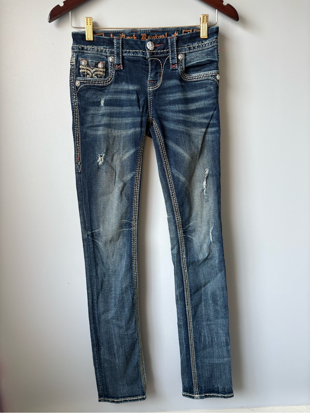 Rock Revival Women's "Raven" low rise Skinny Jeans size 25